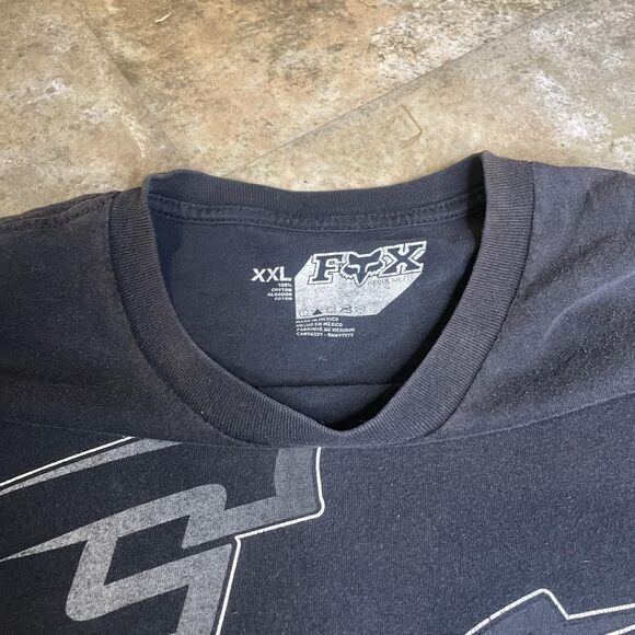 fox racing y2k early 2000s 2xl front and back logo black and grey graphic tee - Picture 3 of 7